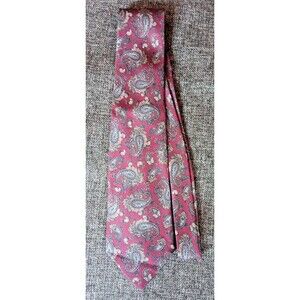 Tie 70s 80s 90s Y2K Christopher Hayes Silk Cranberry Paisley 3.75 Wide 60 Long
